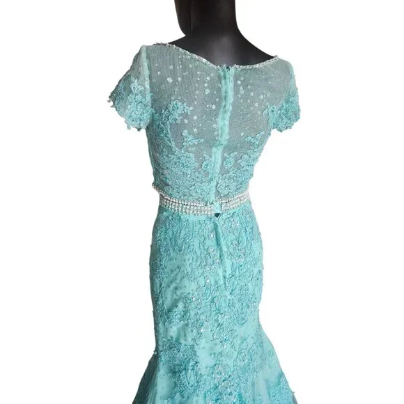 NWOT - 2 Piece Turquoise Fit/Flare Prom/Party Dress - Mori Lee - Picture 8 of 9